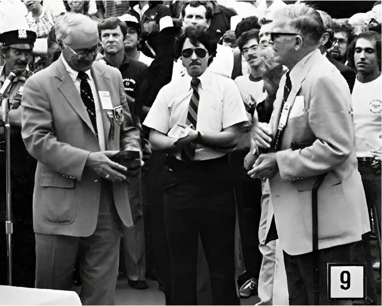 Derek Bryson Park Overseeing the USTA Tournament Chairman W. E. “Slew” Hester, Jr., (right) Presenting an Award of Recognition to the Then-President of the USTA, Joseph E. Carrico; US Open Tennis Championships, USTA National Tennis Center, Flushing Meadows, NY