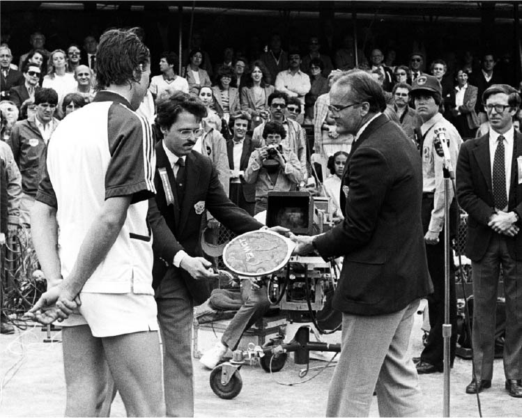 [Left to Right] International Tennis Star Ivan Lendl; Derek Bryson Park; and Co-founder of World Champion Tennis [“WCT”]; Founder of the American Football League (“AFL”); and Founder and Owner of the Kansas City Chiefs of the National Football League (“NFL”), Lamar Hunt